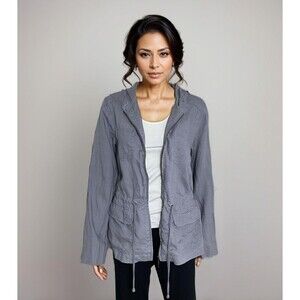 Kenar 100% Linen Jacket Women‎ Sz M Grey Lightweight Casual Coastal lagenlook